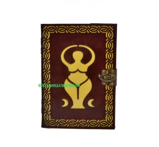 Antique New Tool Cut Work Antique Mother Goddess Leather Journal Notebook 120 Pages Blank Unlined Paper Notebook & Sketchbook